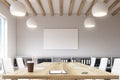 Conference room with wooden table Royalty Free Stock Photo