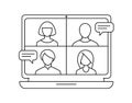 Conference video call meeting monochrome vector icon
