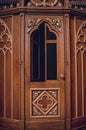 Confessional booth at the old european catholic church.