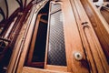 Confessional booth at the old european catholic church.