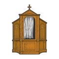 Confessional cabinet sketch vector illustration