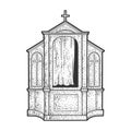 Confessional cabinet sketch vector illustration