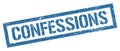 CONFESSIONS blue grungy rectangle stamp