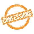 CONFESSIONS text on orange grungy round stamp