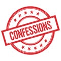 CONFESSIONS text written on red vintage round stamp