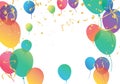 Confetti background with Party poppers and air balloons isolated. Festive vector illustration.Lettering Happy Birthday To You Royalty Free Stock Photo