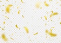 Confetti background. Shiny gold falling pieces of foil paper for party, birthday