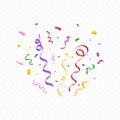 Confetti blast vector for the birthday background. Colorful party ribbon and confetti falling. Multicolor confetti explosion