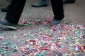 Confetti after a celebration or parade