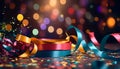 confetti and colorful cut paper streamer as party decoration. Generative AI Royalty Free Stock Photo