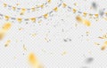 Confetti elements falling on trasparent background