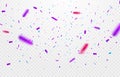 Confetti elements falling on trasparent background