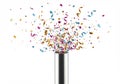 Confetti Exploding From Silver Tube Celebration Background Royalty Free Stock Photo