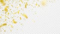 Confetti falling motion background. Shiny gold flying tinsel for party