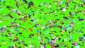 Confetti Falls on a Green Background, Looped 3d Animation