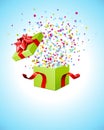 Confetti flying from gift box