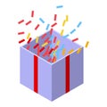 Confetti gift box icon, isometric style Royalty Free Stock Photo