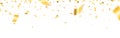 Confetti gold wide. Realistic yellow serpentine. Golden tinsel on white background. Falling elegant confetti. Shiny Royalty Free Stock Photo