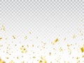 Confetti golden border. Shiny party background. Celebration holiday design elements for web, flyer. Glitter gold