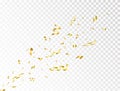 Confetti golden splash. Glitter gold confetti falling on transparent background. Celebration holiday design elements for Royalty Free Stock Photo