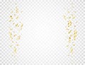Confetti golden splash. Gold glitter confetti falling on transparent background. Shiny party frame. Bright festive Royalty Free Stock Photo