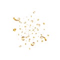 Confetti isolated on white background. Golden ribbons. Festive vector illustration Royalty Free Stock Photo