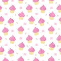 Confetti muffin cupcake love seamless pattern background in pastel colors Royalty Free Stock Photo