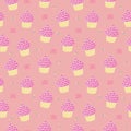 Confetti muffin cupcake love seamless pattern background in pastel colors Royalty Free Stock Photo