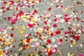 Confetti petals on the floor at a wedding Royalty Free Stock Photo