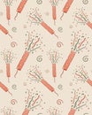 Confetti petards seamless pattern on beige color background