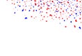 Confetti, red and blue paper falling scatter red ceremony Memorial day, festival celebration party abstract background vector