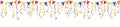 Confetti ribbons garland with colorful festive flags, horizontal banner for birthday, Purim, Mardi Gras designs