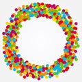 Confetti. Round frame of colored circles. Vector illustration.