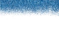 Confetti in shades of Classic Blue border on white background. Falling sparkles dots. Shiny dust vector background. The color of