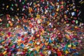 confetti storm, with continuous stream of colorful confetti raining down