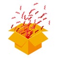 Confetti surprise box icon, isometric style Royalty Free Stock Photo