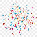 Confetti vector background over transparent grid for holidays, party, events, vector illustartion Royalty Free Stock Photo