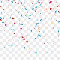 Confetti vector background over transparent grid for holidays, party, events, vector illustartion Royalty Free Stock Photo