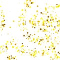 Golden Confetti Sparkle. Yellow Round Holiday. Gold Bubble Wedding. Texture Celebrate. Party Background. Falling Background. Birth