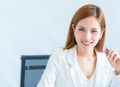 Confidence Business woman in white portrait business offic Royalty Free Stock Photo