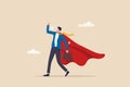 Confidence businessman success or leadership concept, superhero or strong, strength to win or get job done, outstanding employee Royalty Free Stock Photo