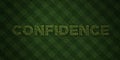 CONFIDENCE - fresh Grass letters with flowers and dandelions - 3D rendered royalty free stock image Royalty Free Stock Photo