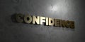 Confidence - Gold text on black background - 3D rendered royalty free stock picture Royalty Free Stock Photo