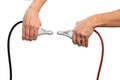 Confidence mechanic car jumper cables Royalty Free Stock Photo