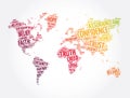 Confidence word cloud in shape of world map, concept background Royalty Free Stock Photo