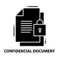 confidencial document icon, black vector sign with editable strokes, concept illustration Royalty Free Stock Photo