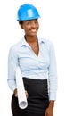 Confident African American woman architect smiling white background Royalty Free Stock Photo