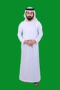 A Confident Arab Man Standing Welcoming Wearing UAE Traditional Dress UAE EMIRATI CONFIDENT