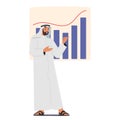 Confident Arab Muslim Businessman Character Showcasing Graph, Illustrating Growth And Success, Conveying Professionalism