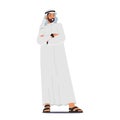 Confident Arab Muslim Businessman Character Stands Tall, Exuding Self-assuredness, Dressed In Traditional Attire